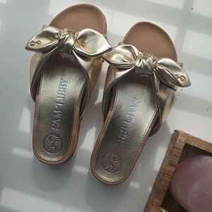 Women's Gold Slide Sandals Size 7